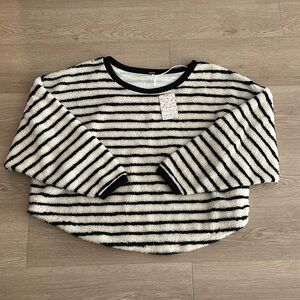 Free People Striped Fuzzy Crewneck Sweater Pullover NWT